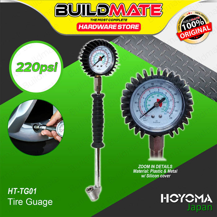 BUILDMATE Hoyoma Japan Tire Gauge 0-220PSI Automotive Air Tyre Pressure Measurement Monitoring Tool HT-TG01 - HYMHT