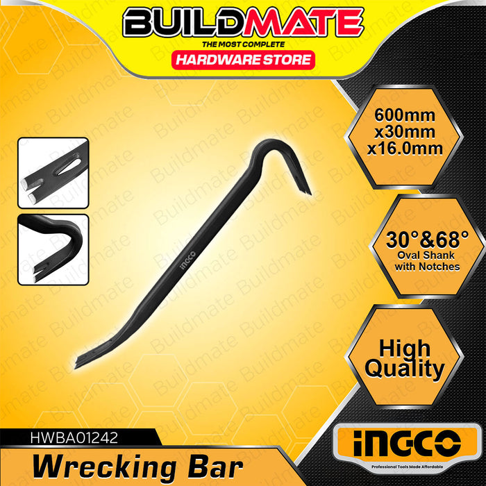 BUILDMATE Ingco Wrecking Bar 14" / 24" / 36" / 48" Crowbar Prying Nail Ripping Puller Demolition Tool Pry Bar SOLD PER PIECE - WHT