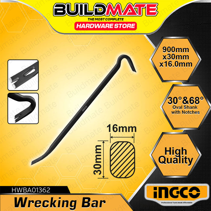 BUILDMATE Ingco Wrecking Bar 14" / 24" / 36" / 48" Crowbar Prying Nail Ripping Puller Demolition Tool Pry Bar SOLD PER PIECE - WHT