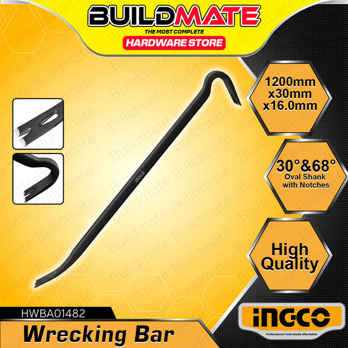BUILDMATE Ingco Wrecking Bar 14" / 24" / 36" / 48" Crowbar Prying Nail Ripping Puller Demolition Tool Pry Bar SOLD PER PIECE - WHT
