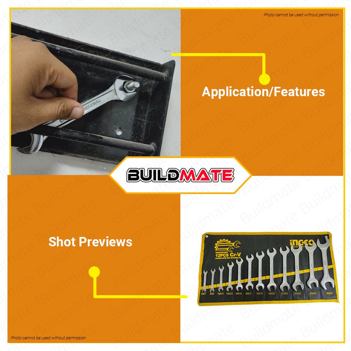 BUILDMATE Ingco Combination Spanner Wrench Set Cr-V Heavy Duty Dual Purpose Allen Wrench Repair Hand Tools SOLD PER SET- IHT