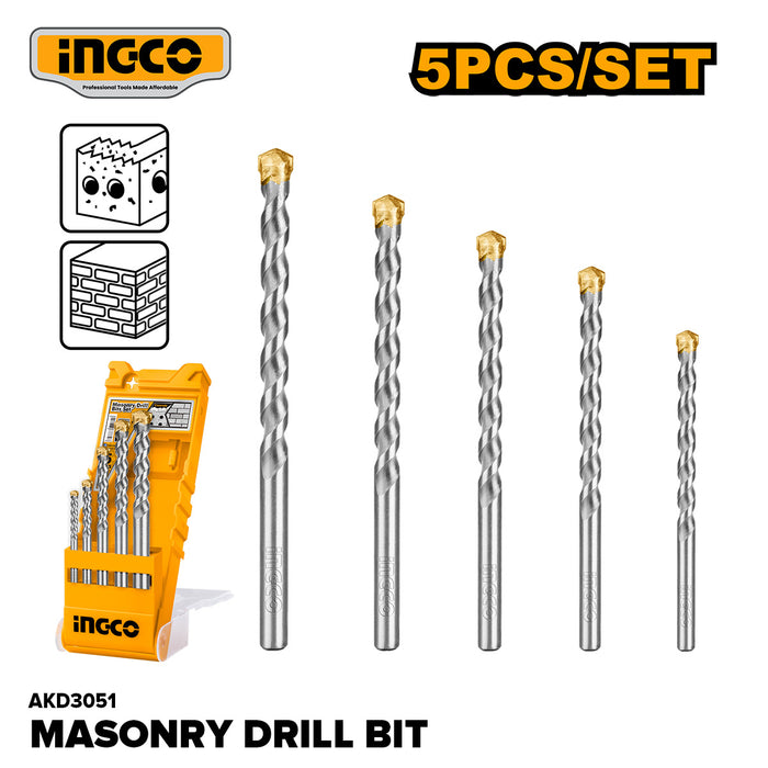 BUILDMATE Ingco 5PCS Masonry Drill Bit Set SOLD PER SET AKD3051 / UAKD3051 - IHT<br>