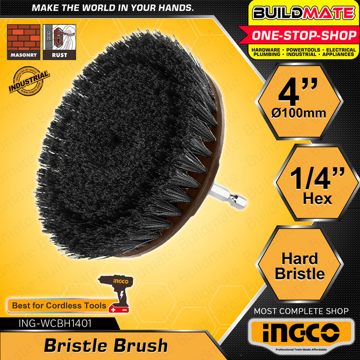 INGCO 4" Soft, Meduim and Hard Bristle Brush 100mm 1/4 Hex Shank Drill Cleaning Brush Cleaner Kit WCBS1401 | WCBM1041 | WCBH1401 •BUILDMATE• IHT