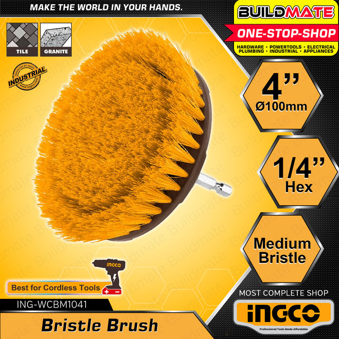 INGCO 4" Soft, Meduim and Hard Bristle Brush 100mm 1/4 Hex Shank Drill Cleaning Brush Cleaner Kit WCBS1401 | WCBM1041 | WCBH1401 •BUILDMATE• IHT