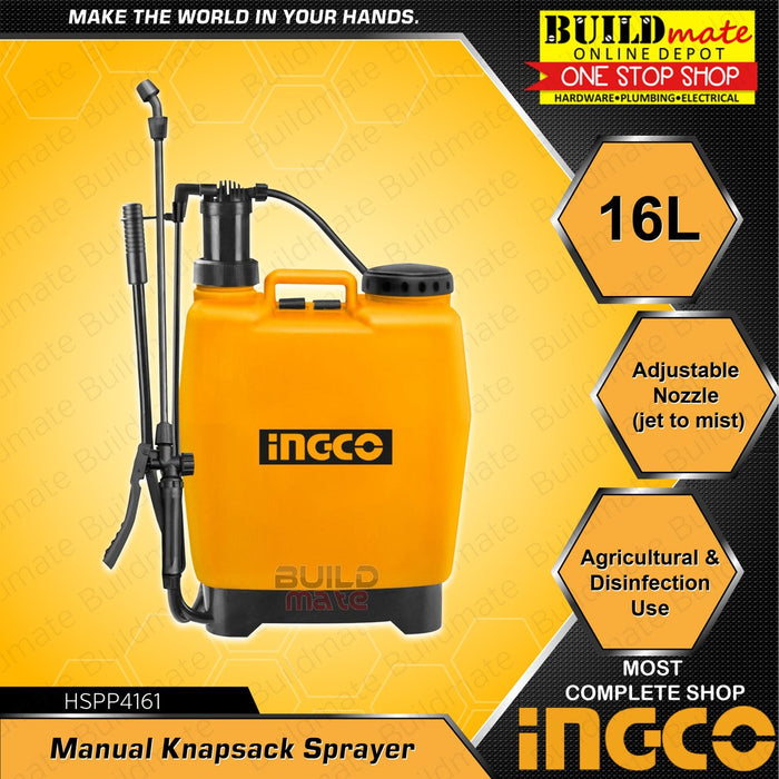 BUILDMATE Ingco Knapsack Sprayer 16L | 20L [SOLD PER SET] Manual Knapsack Sprayer Garden Sprayer Agricultural Sprayer Backpack Sprayer Chemical Sprayer Pump Sprayer Gardening Tank Sprayer Disinfection Sprayer Garden Tools • IHT
