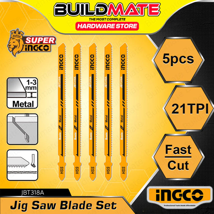 BUILDMATE Ingco 5pcs Jig Saw Blade Set for Wood / Metal Cutting Tool Accessories SOLD PER SET - IHT