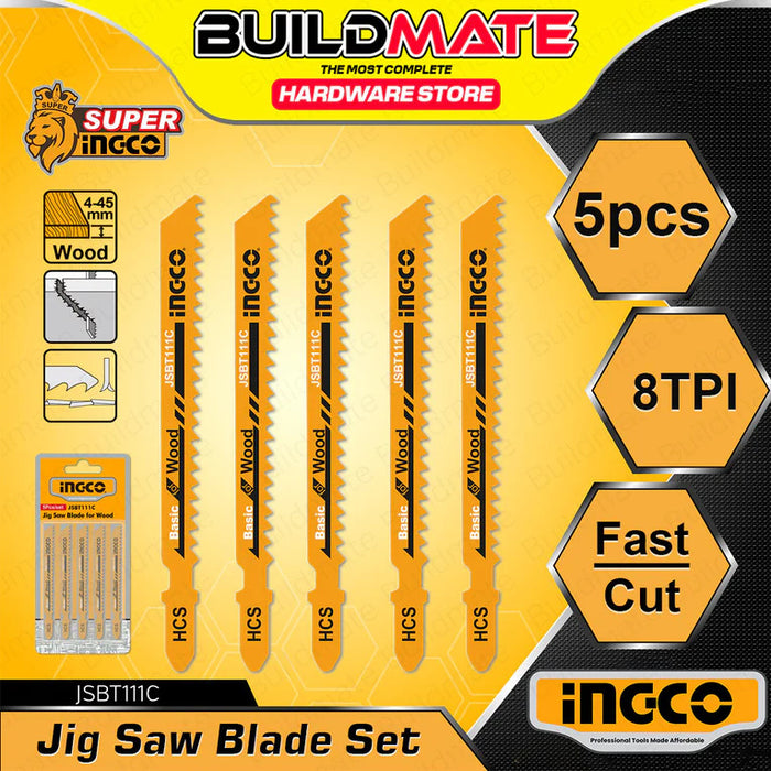 BUILDMATE Ingco 5pcs Jig Saw Blade Set for Wood / Metal Cutting Tool Accessories SOLD PER SET - IHT