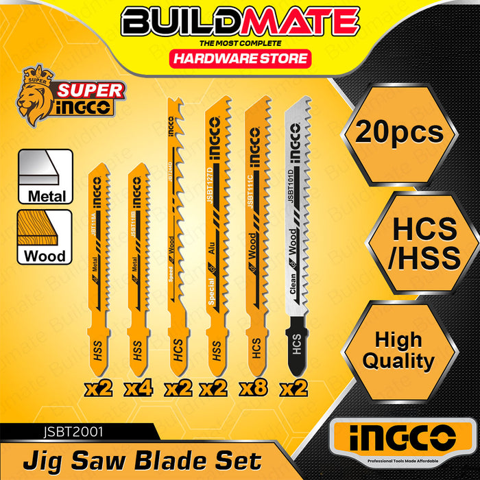 BUILDMATE Ingco 20pcs Jig Saw Blade Set Wood Metal Aluminum Cutting Tool Accessories JSBT2001- IHT