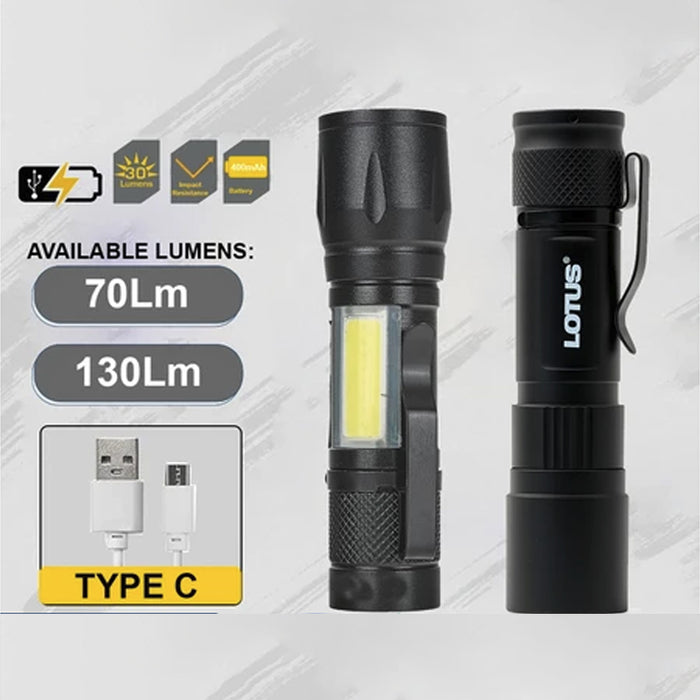 BUILDMATE x LOTUS Rechargeable Torch Light Flashlight 70LM / 130LM LE70RT & LE130RT Portable LHT