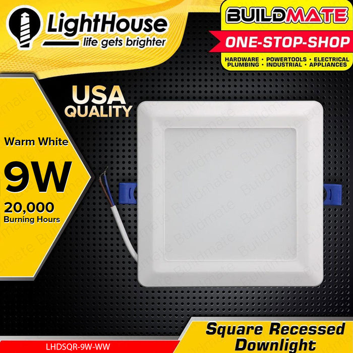 BUILDMATE Powerhouse / Lighthouse 9W 6" Inch Recessed Downlight Square Type Down Light Day Light / Warm White Panel LED Light Ceiling Light PHERP-SQR-9W-DL - PHE