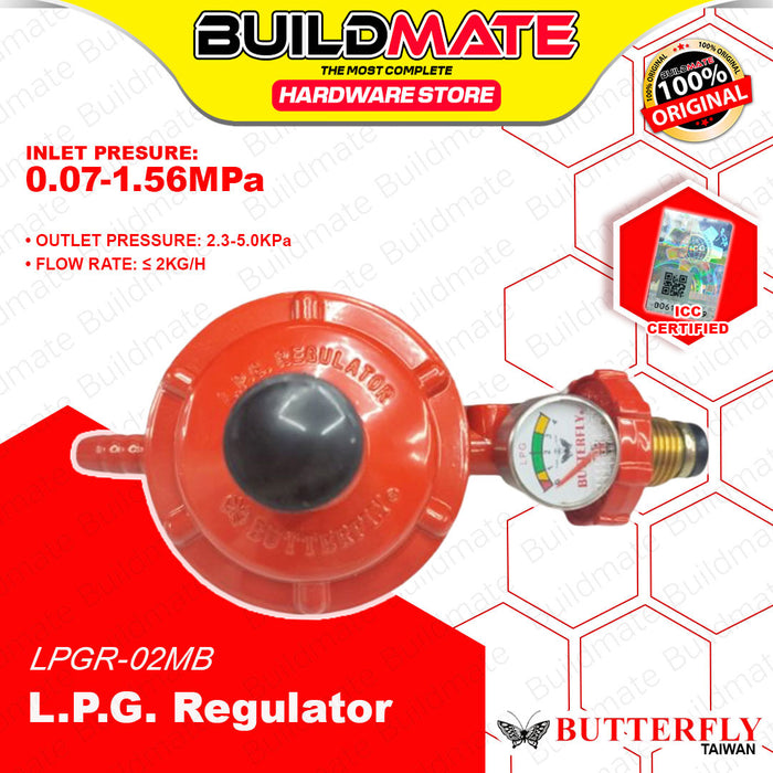 Butterfly Taiwan 0.07-1.56 MPa Heavy Duty LPG Regulator with / without Gauge For M-Gas Supply with ICC SOLD PER PIECE