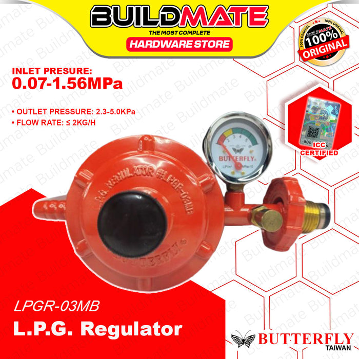 Butterfly Taiwan 0.07-1.56 MPa Heavy Duty LPG Regulator with / without Gauge For M-Gas Supply with ICC SOLD PER PIECE
