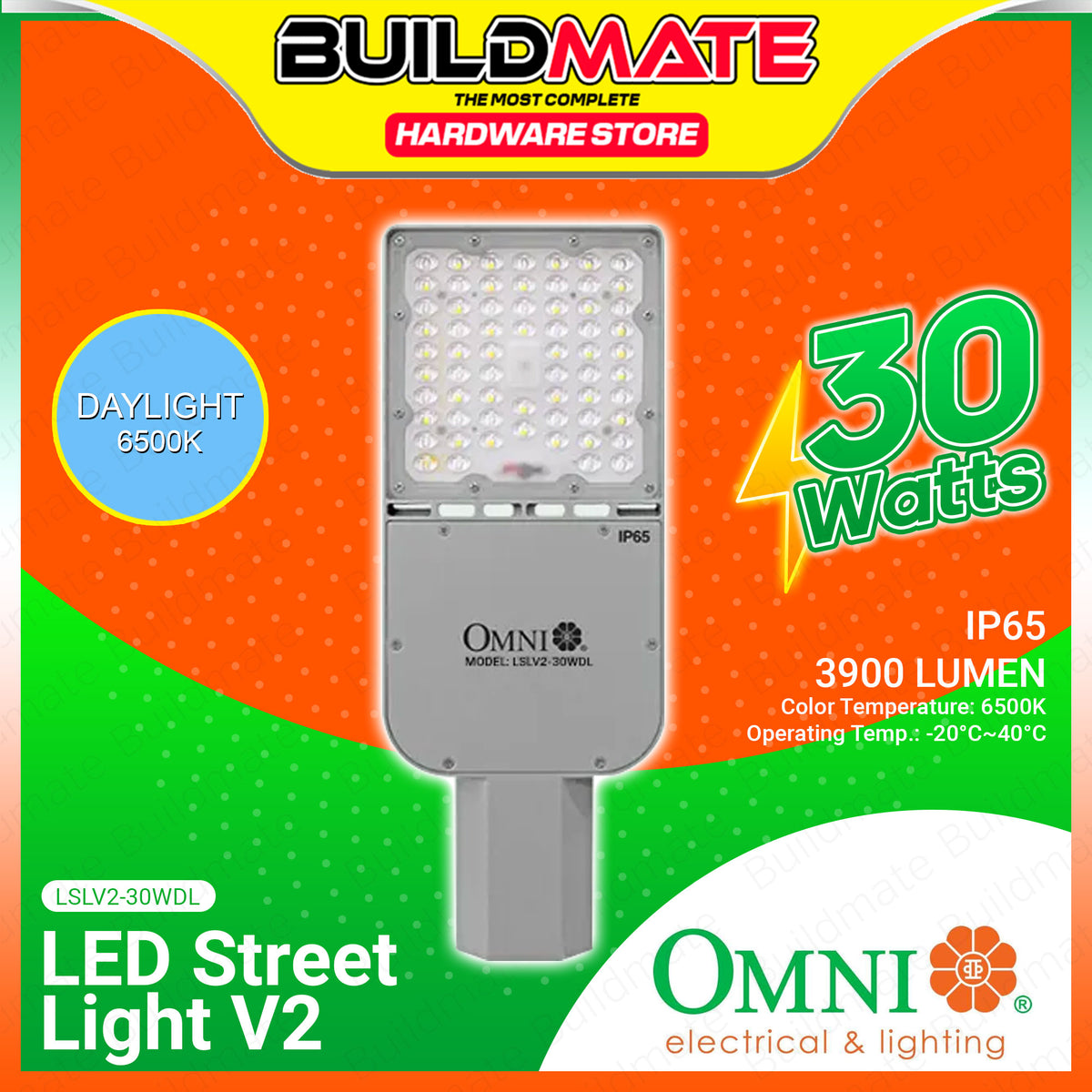 BUILDMATE Omni Heavy Duty LED Street Light 30W Daylight / Cool White I ...