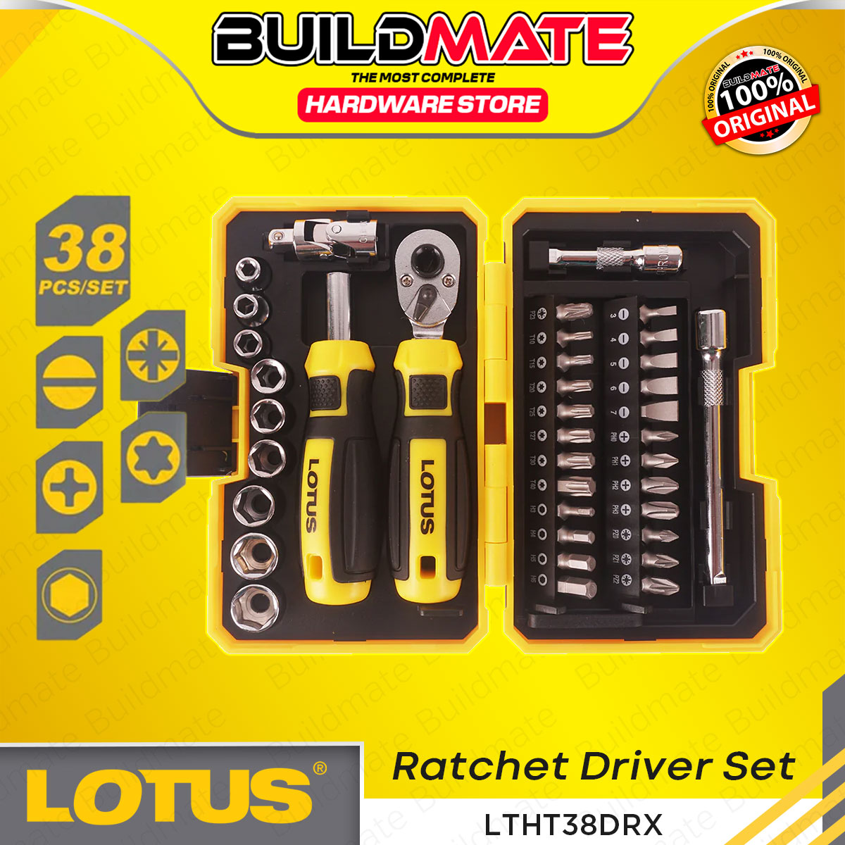 LOTUS 38 PCS Ratchet Driver Socket and Bit Set LTHT38DRX