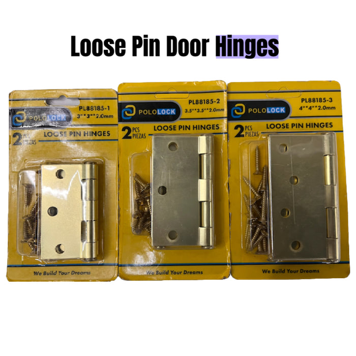 BUILDMATE x POLOLOCK Loose Pin Door Hinges 3”/3.5”/4” – Heavy-Duty Steel Hinge 2.0mm for Doors, Cabinets & Furniture