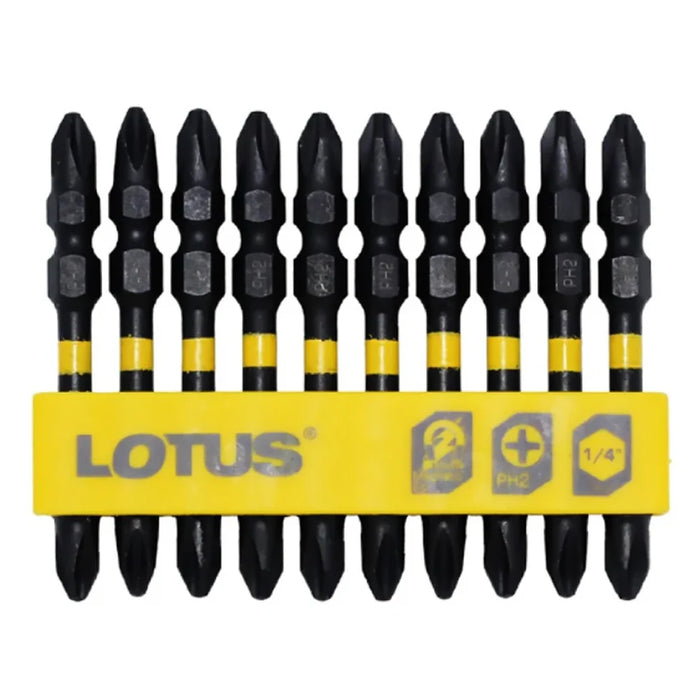 Buildmate x LOTUS PH2 65MM Magnetized Impact Screw Bit 10PCS/SET Double Ended Precision Bit LTIB65 LHT