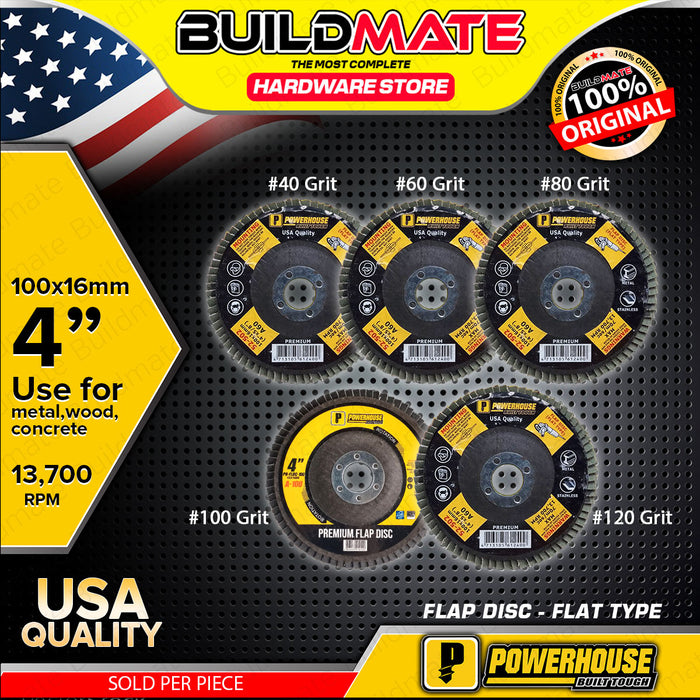 BUILDMATE Powerhouse Premium Flap Sanding Disc Flat Type 100x16mm Finishing Sanding Tool Wheel for Metal SOLD PER PIECE - PTAA
