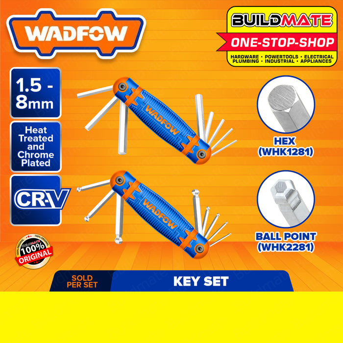 BUILDMATE Wadfow 8PCS Hex Key Set | Ball Point Hex Key 1.5-8MM [SOLD PER SET] Folding Allen Wrench Hex Key Allen Key Hex Wrench Hexagonal Wrench Hexagon Key Ball End Allen Key Ball Point Hex Wrench Ball Tip Hex Key WHK1281 | WHK2281 • WHT