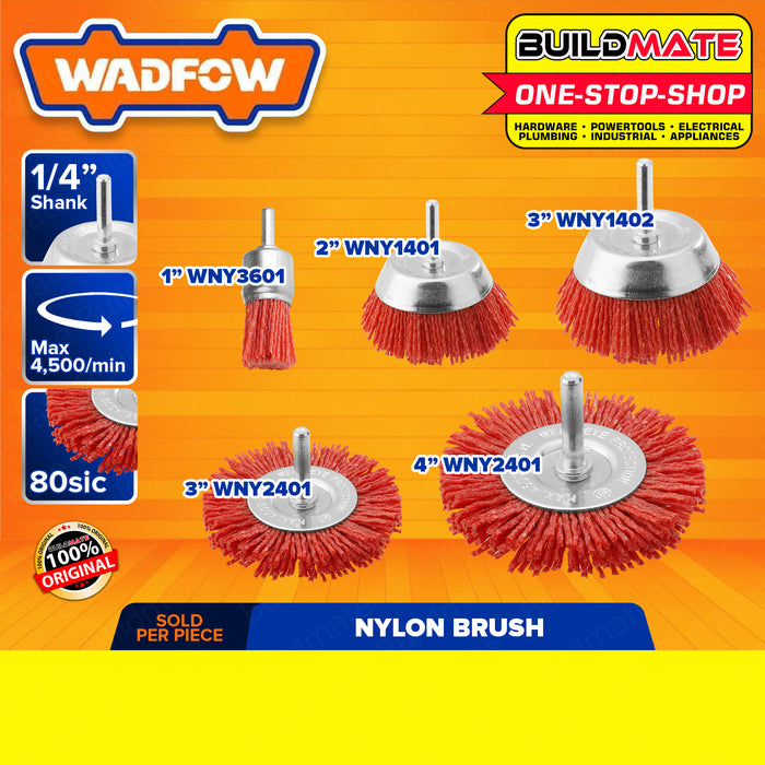 BUILDMATE Wadfow Nylon Brush 1" | 2" | 3" | 4" Inch [SOLD PER PIECE] Nylon Wire Brush Nylon Filament Abrasive Wire Brush Wheel & Cup Brush Wood Polishing Wire Bristle Drill Wheel and Cup Brush Red Wire Brush Abrasive Cup • WHT