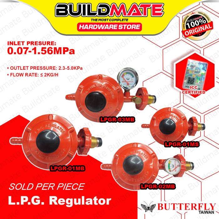 Butterfly Taiwan 0.07-1.56 MPa Heavy Duty LPG Regulator with / without Gauge For M-Gas Supply with ICC SOLD PER PIECE