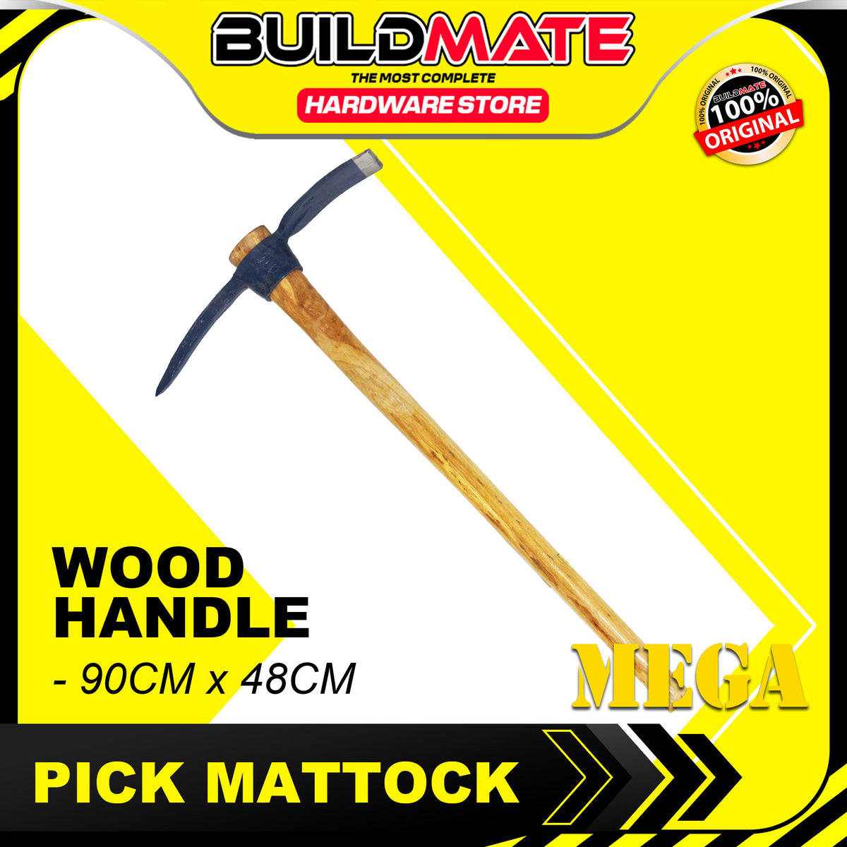 BUILDMATE Mega 5lbs Pick Mattock with Wooden Handle Heavy Duty Garden ...