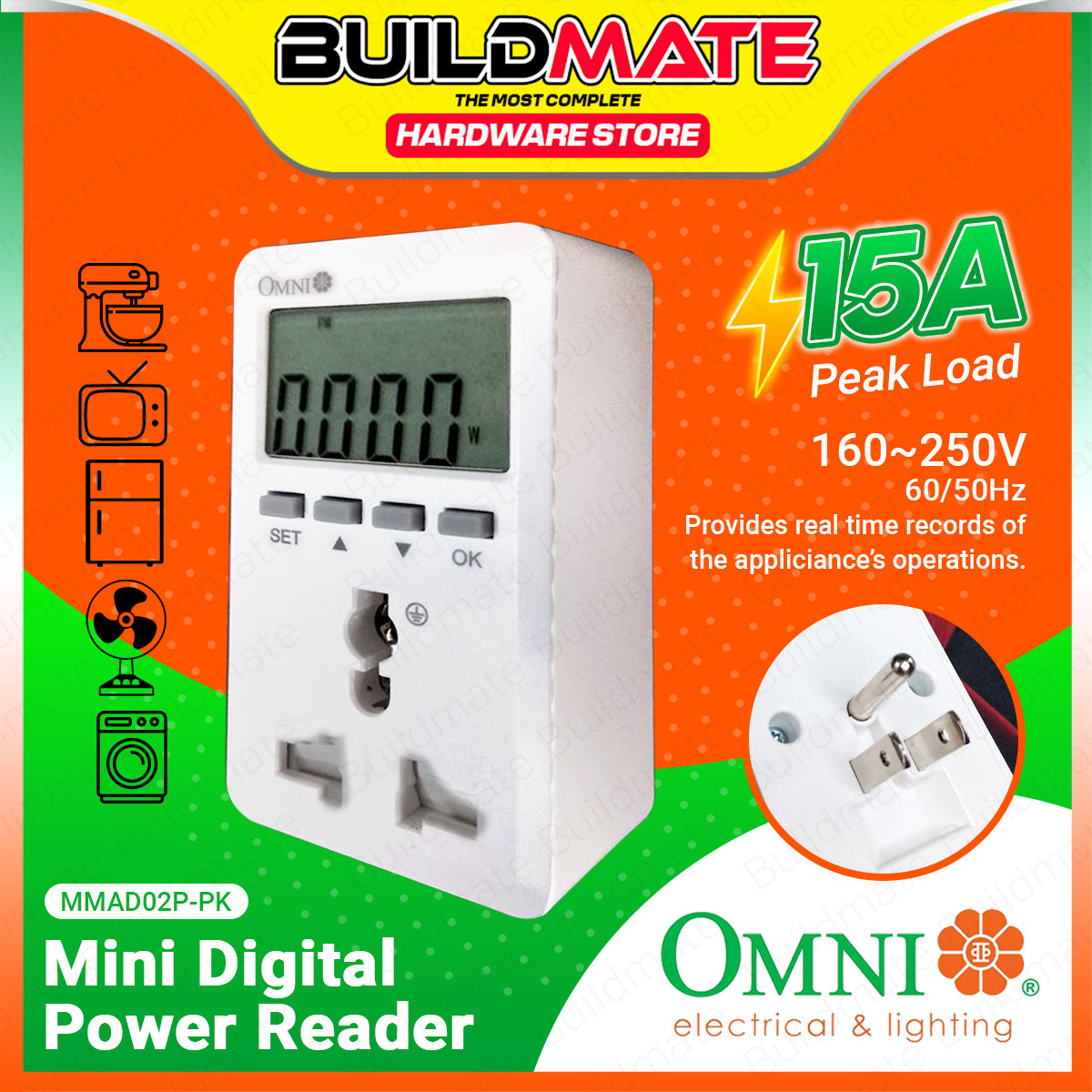 BUILDMATE Omni Mini Digital Power Reader 15A 90-250V MMA-DO2P-PK / MMA ...