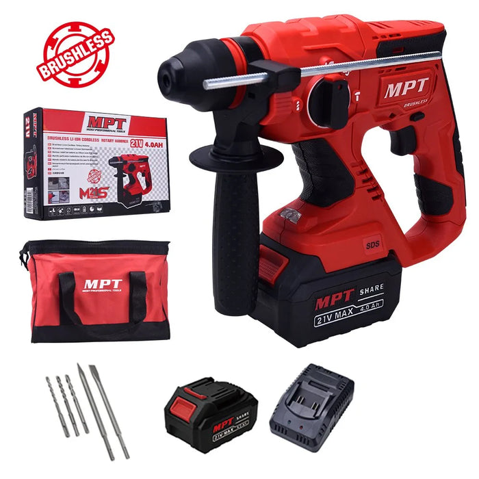 MPT 21V Brushless Li-Ion Cordless Rotary Hammer (1pc 4.0MAH Battery) MPCRH2122B.B1 CL • MOST PROFESSIONAL TOOLS •