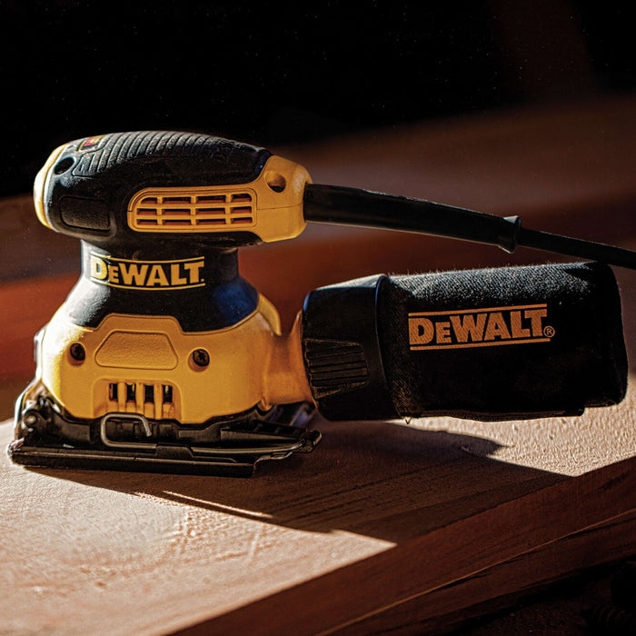 BUILDMATE x DEWALT 230W 1/4 Sheet Orbital Sander | 14,000 OPM, 1.6mm Orbit, Dust Bag DWE6411-B1