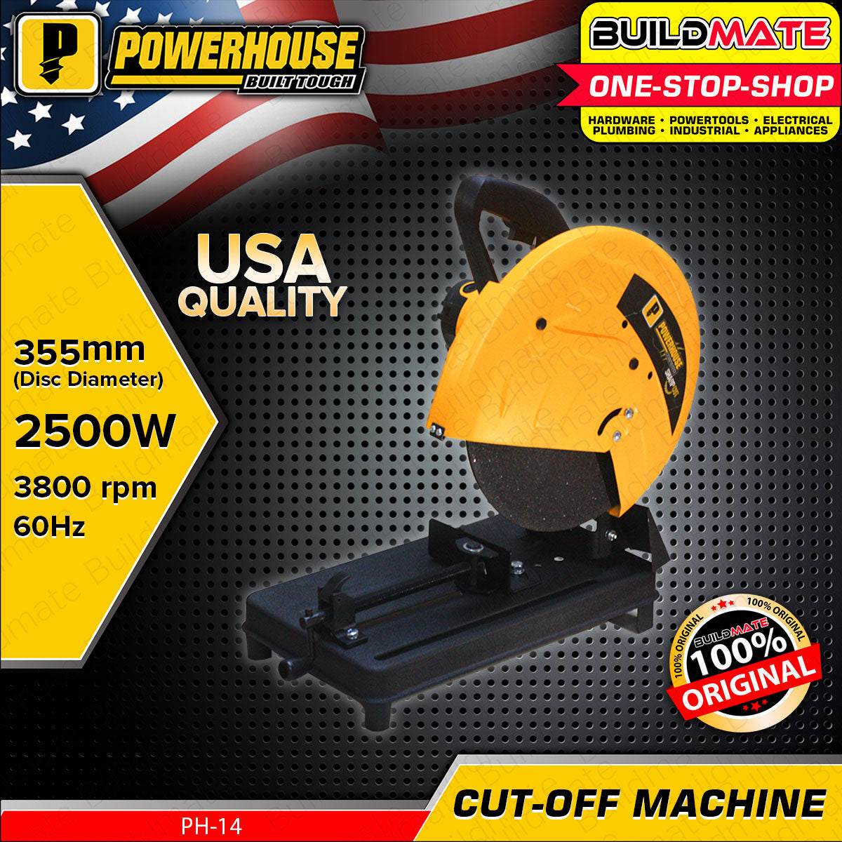 POWERHOUSE USA Cut Off Machine Chopsaw Metal Cutting Cutter 2500W 3HP ...