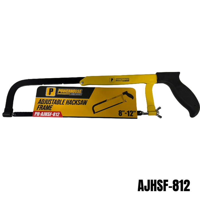 Buildmate x POWERHOUSE Adjustable Hacksaw Frame 8”-12” Steel Frame Full Grip Handle Multi-Angle PHHT