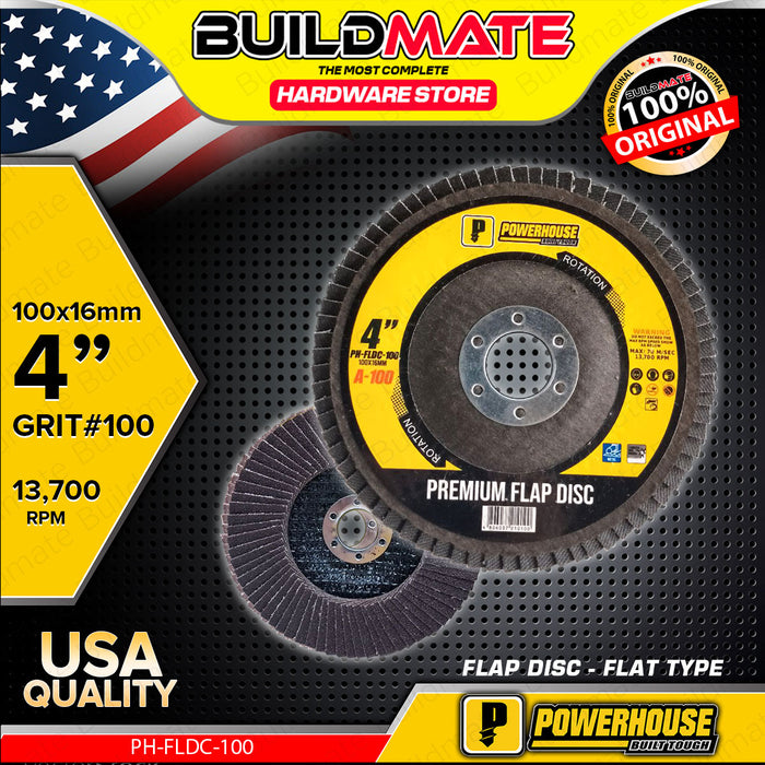 BUILDMATE Powerhouse Premium Flap Sanding Disc Flat Type 100x16mm Finishing Sanding Tool Wheel for Metal SOLD PER PIECE - PTAA