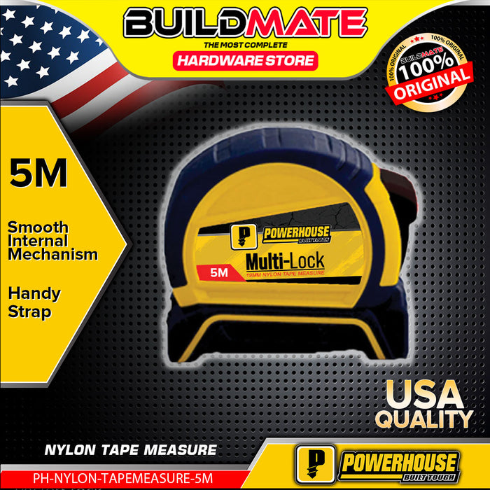 POWERHOUSE Multi Lock Nylon Tape Measure 3m | 5m | 8m SOLD PER PIECE •BUILDMATE• PHHT
