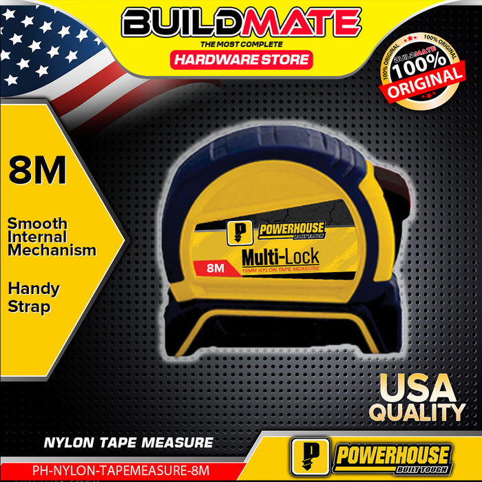POWERHOUSE Multi Lock Nylon Tape Measure 3m | 5m | 8m SOLD PER PIECE •BUILDMATE• PHHT