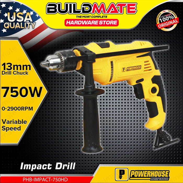BUILDMATE Powerhouse USA 13MM Impact Drill Hammer Function 750W / 800W With Case Electric Concrete Steel Wood Drilling - PHPT
