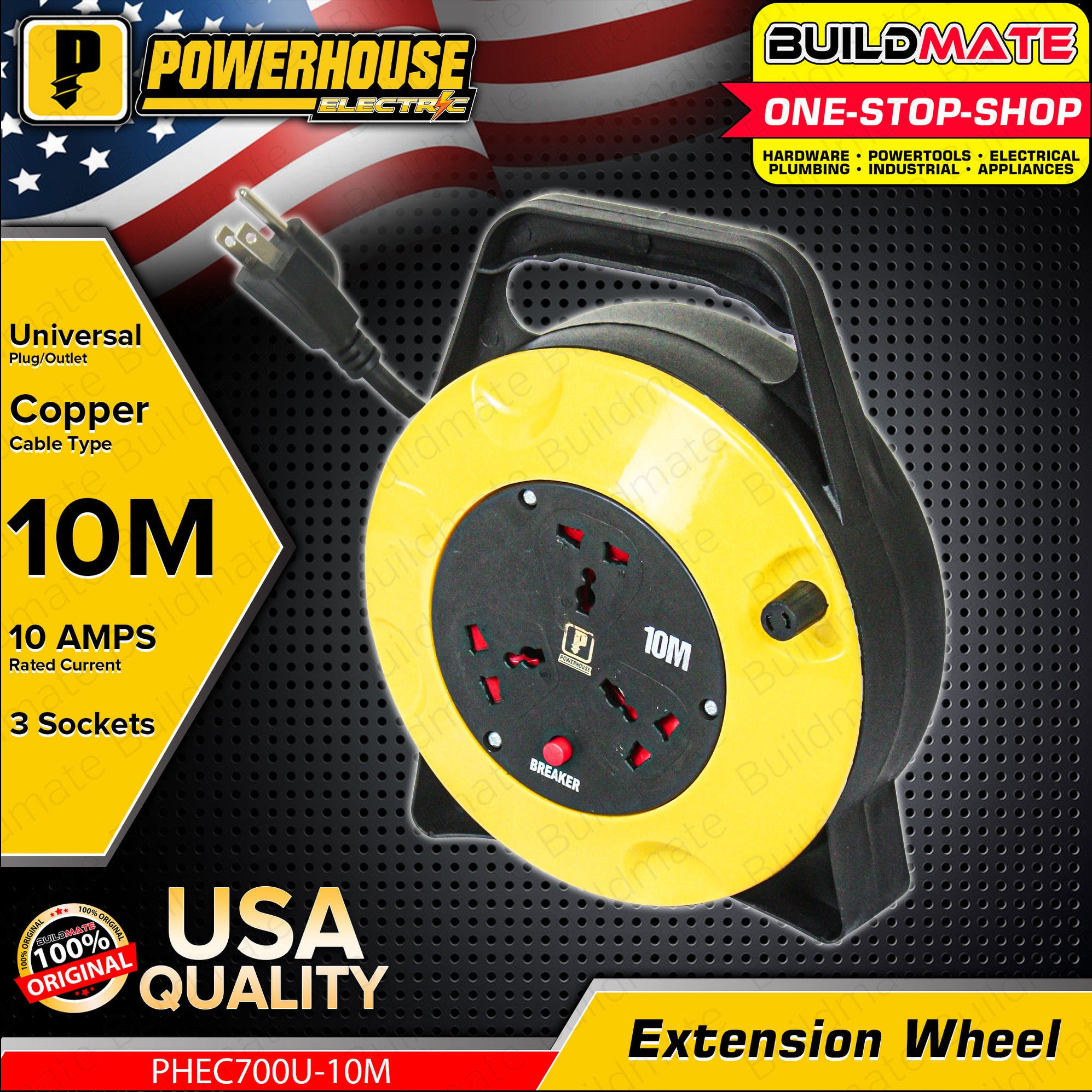 BUILDMATE Powerhouse Electric Extension Wheel 10M / 30M / 50m Universa ...