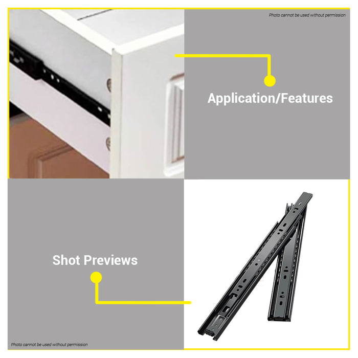 BUILDMATE Pololock 3-FOLD Ordinary Drawer Slide Guide Ball Bearing 10 - 22" Inch for Cabinet PL88002