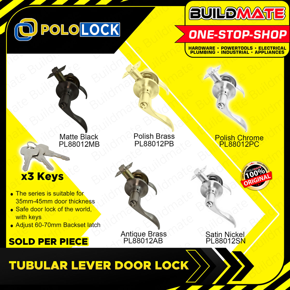 POLOLOCK Tubular Leverset Door Lock PL88012-MB | PL88013-MB Door Knob ...