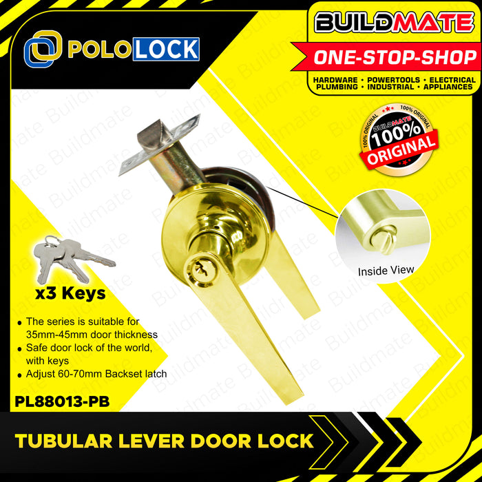 BUILDMATE Pololock Tubular Lever Door Lock Privacy Security Doorknob Entrance Leverset - PL88013