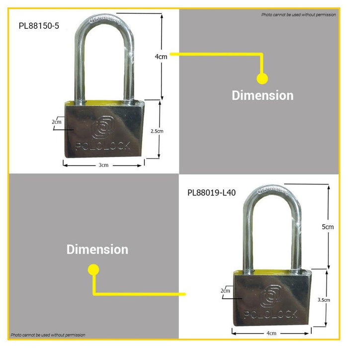 BUILDMATE Top Security Lock Padlock Short Shackle 30MM - 60MM Chrome Plated Keyed Wide Lock PL88019