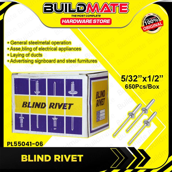 POLONET Aluminum Blind Rivets 1/8"x1/2" | 1/8"x/3/4" | 5/32"x1/2" 650PCS/BOX Pop Rivets •BUILDMATE•