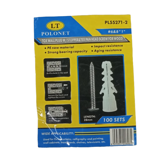 BUILDMATE x POLOLOCK Tox with Screws #6 / #8 / #10 – 4.2x26mm, 4.8x37mm, 4.8x43mm | Heavy-Duty Wall Plug & Screw Set for Mounting and Installation