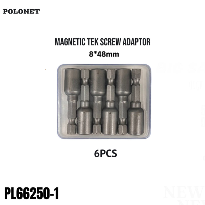BUILDMATE x POLOLOCK Magnetic Tekscrew Adaptor 8x48mm / 8x65mm (6PCS) – Strong Magnet Nut Setter for Drill & Screwdriver