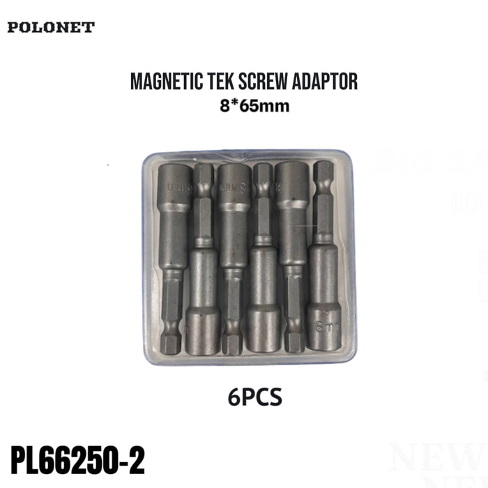 BUILDMATE x POLOLOCK Magnetic Tekscrew Adaptor 8x48mm / 8x65mm (6PCS) – Strong Magnet Nut Setter for Drill & Screwdriver