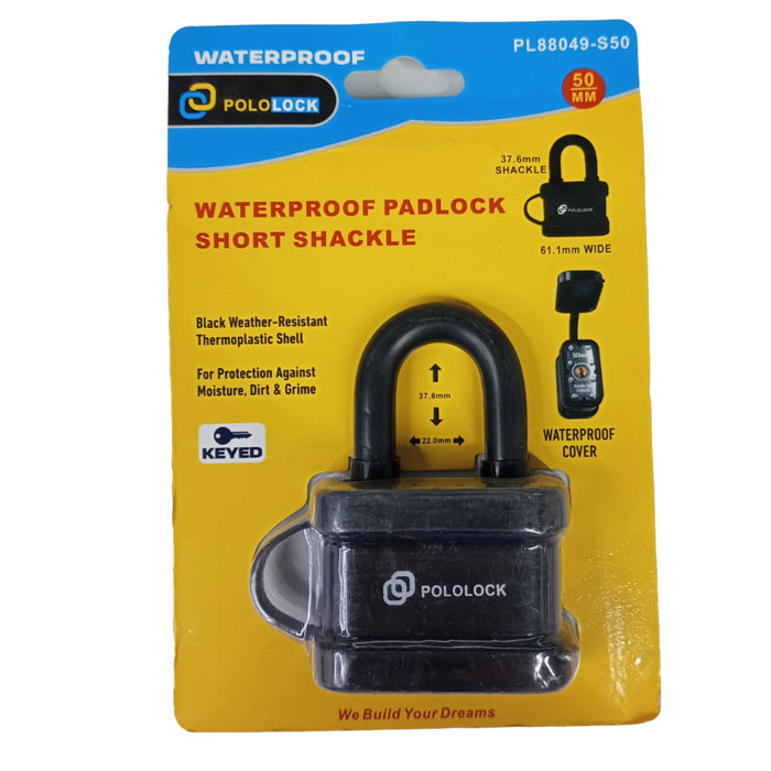 BUILDMATE x POLOLOCK Waterproof Padlock Short Shackle 40mm & 50mm | Heavy-Duty Weather-Resistant Security Lock
