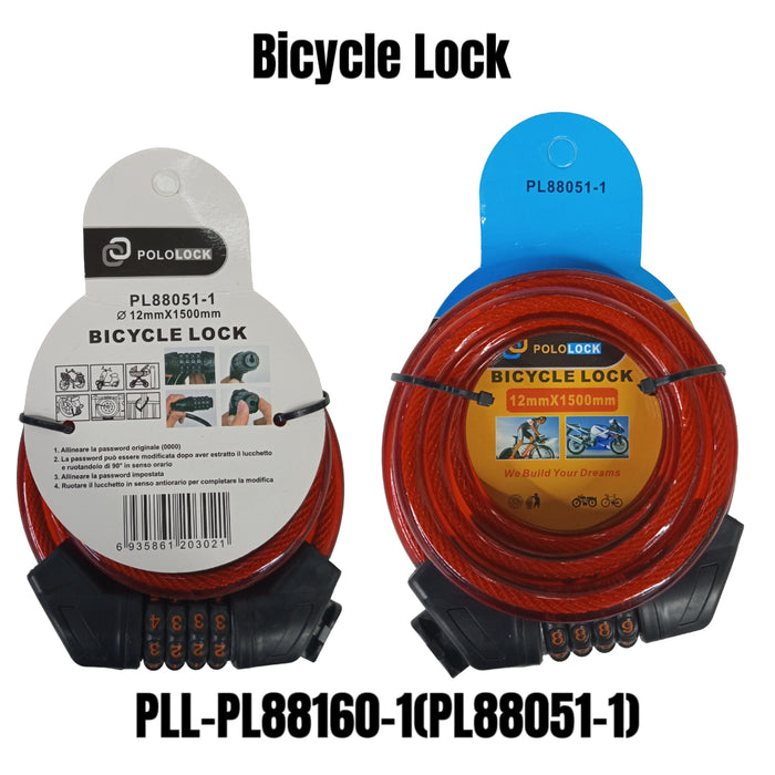 BUILDMATE x POLOLOCK Heavy-Duty Bicycle Lock 12mm x 1500mm | Anti-Theft Steel Cable Bike Lock with Keys