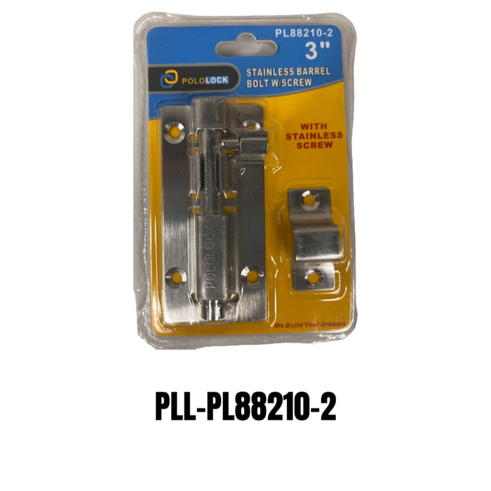BUILDMATE x POLOLOCK Stainless Steel Barrel Bolt with Screws 3”/4”/5”/6” – Heavy-Duty Door Lock Latch for Gates, Cabinets & Doors