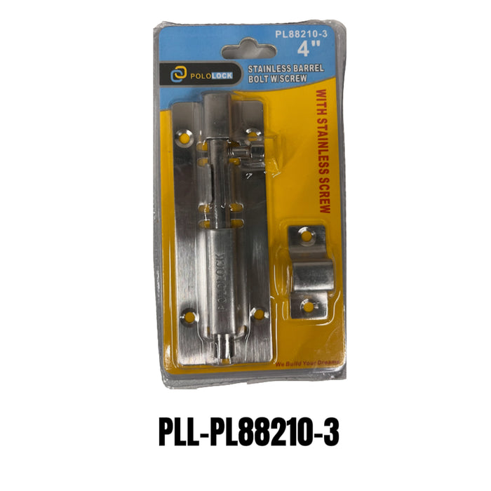 BUILDMATE x POLOLOCK Stainless Steel Barrel Bolt with Screws 3”/4”/5”/6” – Heavy-Duty Door Lock Latch for Gates, Cabinets & Doors