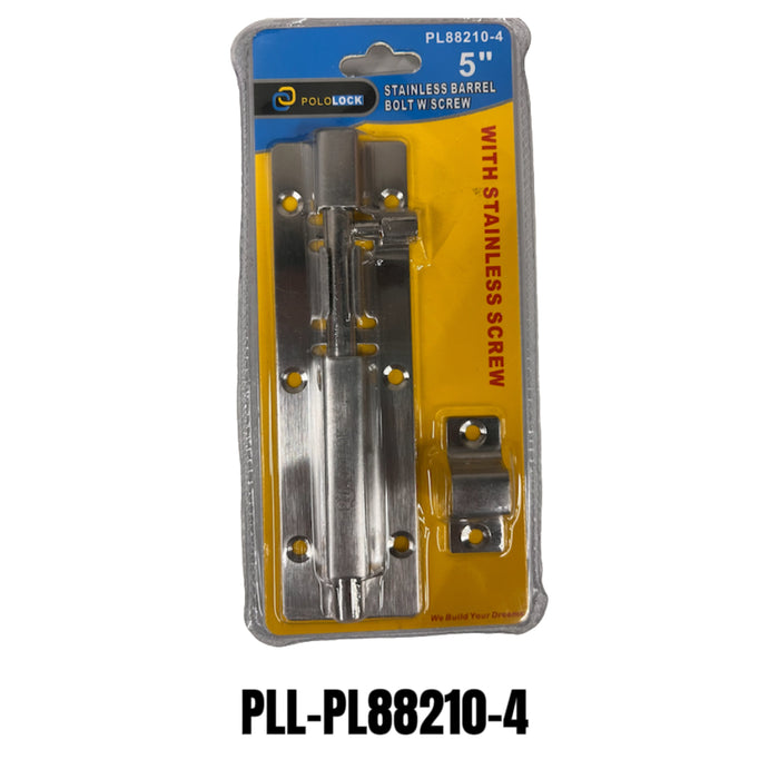 BUILDMATE x POLOLOCK Stainless Steel Barrel Bolt with Screws 3”/4”/5”/6” – Heavy-Duty Door Lock Latch for Gates, Cabinets & Doors