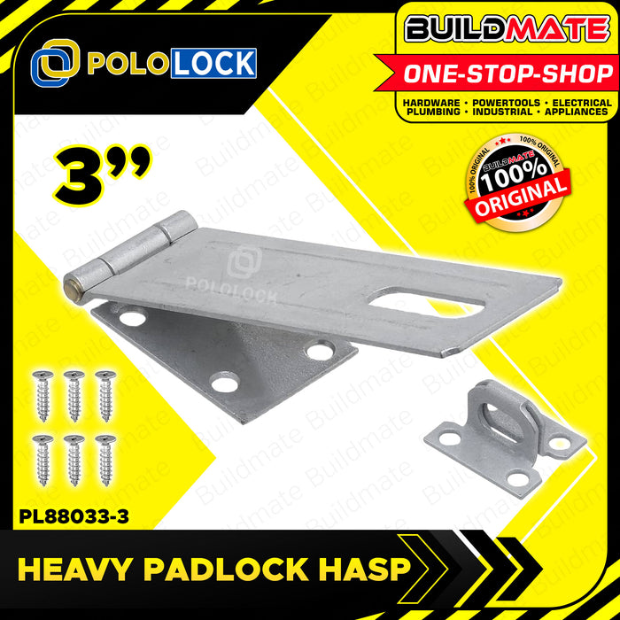 BUILDMATE Pololock Heavy Padlock Hasp 2" / 2.5" / 3" / 4.5 Inch Safety Latches for Door Lock PL88033
