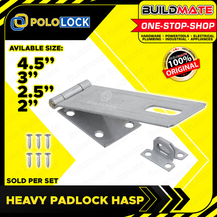 BUILDMATE Pololock Heavy Padlock Hasp 2" / 2.5" / 3" / 4.5 Inch Safety Latches for Door Lock PL88033